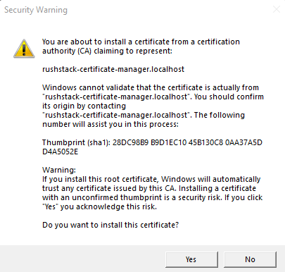 Trust the developer certificate in your SPFx development environment setup